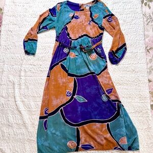 Vintage 90s Abstract Boho Maxi Dress | The Daily Planet | Size Medium